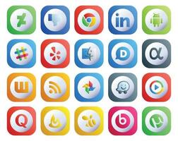 20 Social Media Icon Pack Including quora windows media player finder waze rss vector