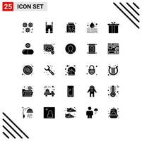 25 Thematic Vector Solid Glyphs and Editable Symbols of waste leak pants water milk Editable Vector Design Elements