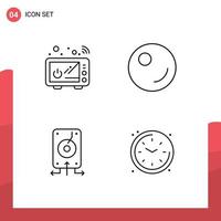 4 Thematic Vector Filledline Flat Colors and Editable Symbols of connect server microwave backup home Editable Vector Design Elements