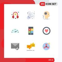 Flat Color Pack of 9 Universal Symbols of phone calculator creative speedometer gauge Editable Vector Design Elements