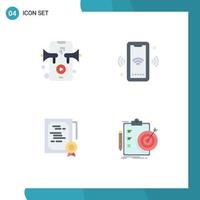 User Interface Pack of 4 Basic Flat Icons of marketing document phone connect stamp Editable Vector Design Elements