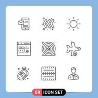 9 Outline concept for Websites Mobile and Apps independence celebration brightness js develop Editable Vector Design Elements