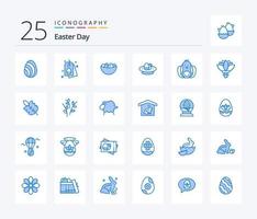 paquete de iconos de color azul de pascua 25 que incluye flor. robo bol. bebé. nido vector