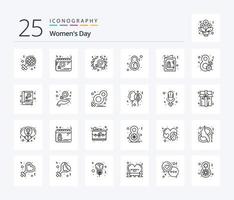 paquete de iconos de 25 líneas del día de la mujer que incluye tarjeta. símbolo. mujer. femenino. día vector