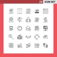 Group of 25 Lines Signs and Symbols for web medical direction dollar vacation Editable Vector Design Elements