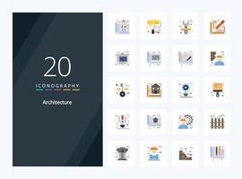 20 Architecture Flat Color icon for presentation vector
