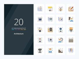 20 Architecture Flat Color icon for presentation vector