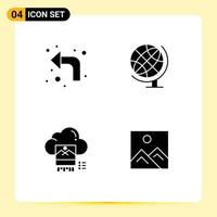 4 User Interface Solid Glyph Pack of modern Signs and Symbols of arrows file left globe online Editable Vector Design Elements