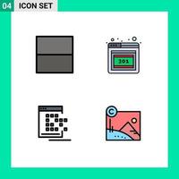 4 User Interface Filledline Flat Color Pack of modern Signs and Symbols of grid record error app business Editable Vector Design Elements