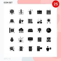 Set of 25 Modern UI Icons Symbols Signs for bar badge light identity id Editable Vector Design Elements