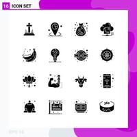 Set of 16 Modern UI Icons Symbols Signs for document online placeholder sharing love Editable Vector Design Elements