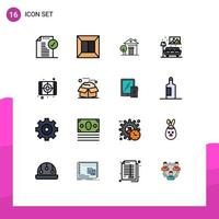 Modern Set of 16 Flat Color Filled Lines and symbols such as art image building sofa home Editable Creative Vector Design Elements