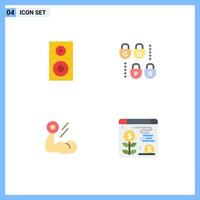 4 Flat Icon concept for Websites Mobile and Apps study muscle gdpr biceps web Editable Vector Design Elements