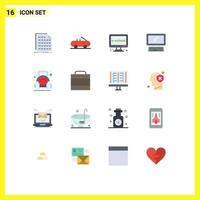 Pack of 16 Modern Flat Colors Signs and Symbols for Web Print Media such as exercise keyboard education device computer Editable Pack of Creative Vector Design Elements