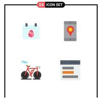 4 Thematic Vector Flat Icons and Editable Symbols of calender outline day map communication Editable Vector Design Elements