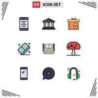 9 Creative Icons Modern Signs and Symbols of computing paint gift box color eraser Editable Vector Design Elements