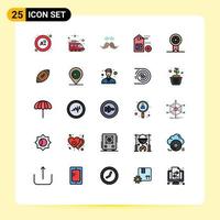 Set of 25 Modern UI Icons Symbols Signs for stamp insignia movember badges label Editable Vector Design Elements