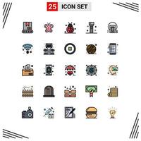 25 Thematic Vector Filled line Flat Colors and Editable Symbols of document products beetle bug flashlight devices Editable Vector Design Elements