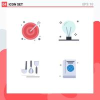 Flat Icon Pack of 4 Universal Symbols of arrow hotel bulb electric travel Editable Vector Design Elements