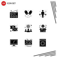 Set of 9 Modern UI Icons Symbols Signs for researchers knowledge worker dumbbell sleep pillow Editable Vector Design Elements