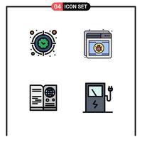 User Interface Pack of 4 Basic Filledline Flat Colors of clock web time protection id Editable Vector Design Elements