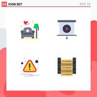 4 Thematic Vector Flat Icons and Editable Symbols of couch error love presentation big data Editable Vector Design Elements