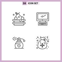 4 iconos creativos signos y símbolos modernos de tarta amor computadora imac bolsa elementos de diseño vectorial editables vector