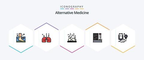 paquete de iconos de 25 líneas rellenas de medicina alternativa que incluye medicina. sangre. médico. bienestar. litoterapia vector