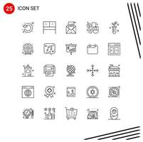 User Interface Pack of 25 Basic Lines of sales cyber monday email computer mail Editable Vector Design Elements