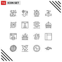 16 Universal Outline Signs Symbols of arrows help clock faq computer Editable Vector Design Elements