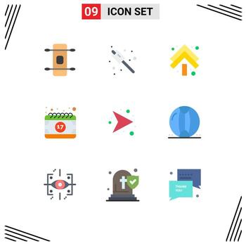 conjunto moderno de 9 colores planos y símbolos como flechas de red hasta elementos de diseño vectorial editables de eventos de trébol vector