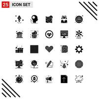 Group of 25 Modern Solid Glyphs Set for cab mother brainstorming female track Editable Vector Design Elements