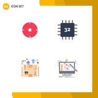 User Interface Pack of 4 Basic Flat Icons of archer box aim devices logistics Editable Vector Design Elements