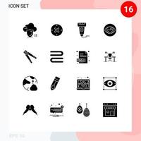 User Interface Pack of 16 Basic Solid Glyphs of reality eye cancel vision price Editable Vector Design Elements