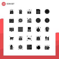 25 Universal Solid Glyphs Set for Web and Mobile Applications sign info love help favorite Editable Vector Design Elements