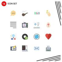 Mobile Interface Flat Color Set of 16 Pictograms of left down battery up gestures Editable Pack of Creative Vector Design Elements