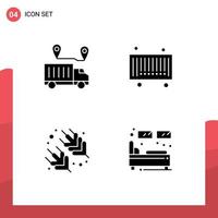 Set of 4 Vector Solid Glyphs on Grid for delivery supermarket trust barcode bed Editable Vector Design Elements