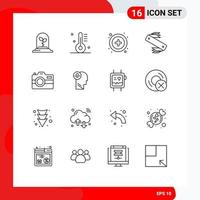 Set of 16 Modern UI Icons Symbols Signs for capture pocket interface swiss army Editable Vector Design Elements