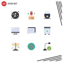 Pack of 9 creative Flat Colors of chat imac business device computer Editable Vector Design Elements