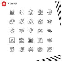 Modern Set of 25 Lines and symbols such as education book drawing defence scale pen Editable Vector Design Elements