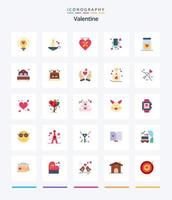 creativo paquete de iconos planos de san valentín 25 como el amor. amar. vela. día. enamorado vector