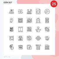Group of 25 Modern Lines Set for control play location school education document Editable Vector Design Elements