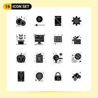 Set of 16 Modern UI Icons Symbols Signs for leaf motivation allowed setting phone Editable Vector Design Elements