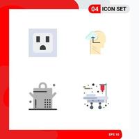 Set of 4 Modern UI Icons Symbols Signs for electric stretcher gain food 5 Editable Vector Design Elements