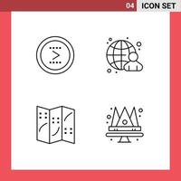 Universal Icon Symbols Group of 4 Modern Filledline Flat Colors of arrow map next globe location Editable Vector Design Elements