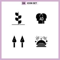 Universal Icon Symbols Group of 4 Modern Solid Glyphs of forest sparrowgrass tree ab butler Editable Vector Design Elements