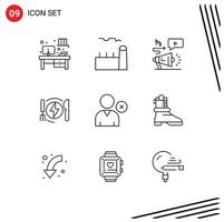 User Interface Pack of 9 Basic Outlines of man hotel advertising dinner consumption Editable Vector Design Elements