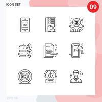 Set of 9 Modern UI Icons Symbols Signs for paint stock economic market down Editable Vector Design Elements