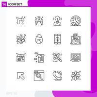 16 Universal Outline Signs Symbols of timer date bulb clocks light Editable Vector Design Elements