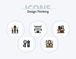 línea de pensamiento de diseño paquete de iconos llenos de 5 diseño de iconos. configuración. diente. vector. caja. iluminado vector